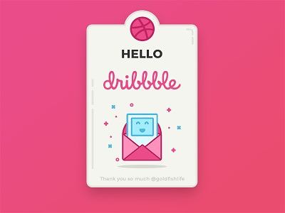 Hello Dribbble ! badge cute dribbble giveaways hello illustration invitation invite invites mail