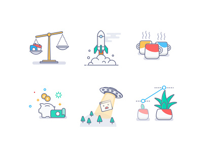 Brigad Illustrations android material design app explainer graphics balance brand illustration branding error illustration money mug plant rocket