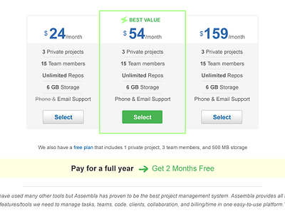 Pricing Table Layout