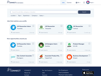 CONNECT - Jobs (Job Seeker) design ui ui ux uiux web webdesign website website builder