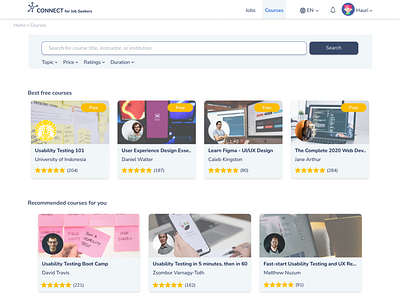 CONNECT - Courses (Job Seeker) ui uidesign uiux web webdesign website
