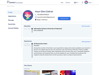 CONNECT - Profile (Job Seeker) ui uiux web website