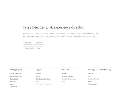 Terry Dee - Portfolio Website design director photography promotion website