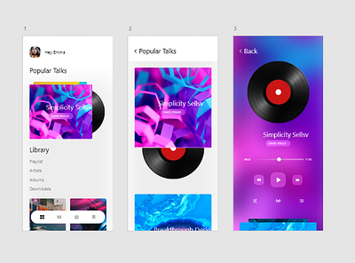 Music Player animation app design design app illustrator ui ui ux uidesign uiux vector