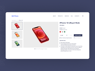 Product Details page adobe xd minimal