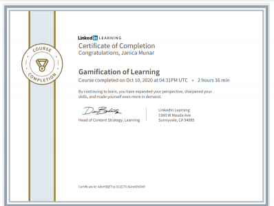 Gamification of Learning