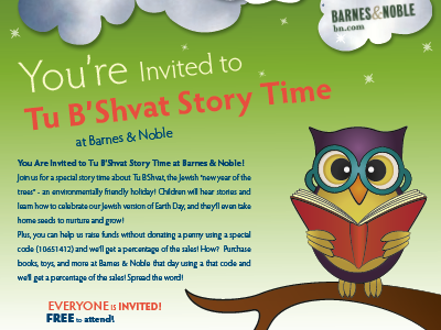 PJ Library flyer for work books owl story time