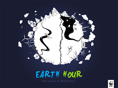 Earth Hour Black&White bad earth earth day globe good help illustration map space world wwf