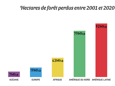 Hectares de forêt perdus entre 2001 et 2020 forêt information design