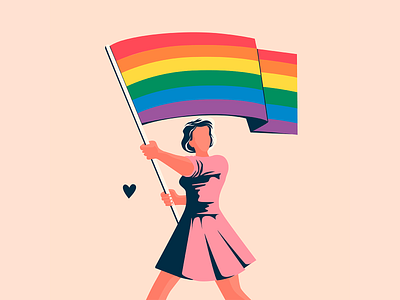 pride woman character flag flat illustration lgbt minimal pride vector