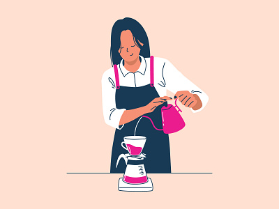 barista barista characterdesign coffee flat girl illustration minimal vector