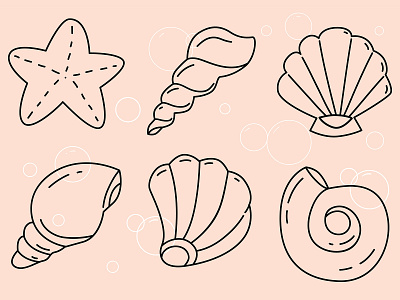 shells icons set icon icons set line art outline sea shells