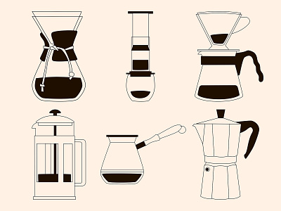 coffee maker icons aeropress barista coffe maker coffee icon illustration logo minimal v60 vector