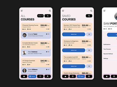 E-Learning App Design app courses design elearning elearning courses ui ux