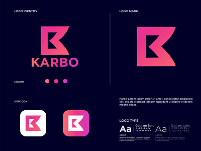 Modern KB Letter Logo Design Branding For Karbo-K Logo-B Logo