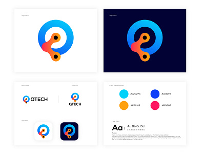 Qtech Logo-Q Letter Logo-Tech Logo Design abstract app logo brand identity branding creative logo geometric gradient logo illustration logo logo design logo designer modern logo o logo q letter logo q logo software tech logo technical technology vector logo