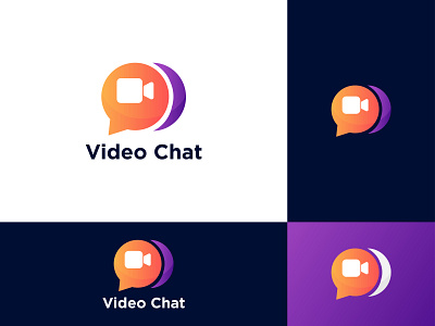 Video Chat Logo Design app icon logo brand identity business communication call chat bubble chat icon chat logo conference connection gradient ios logo logo design logomark meeting app message app smile logo social software logo video logo