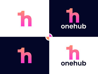 onehub logo design - h letter logo - one logo design 1 app icon design brand identity branding business logo company logo creative logo design ecommerce logo gradient logo graphic design h logo hub letter logo logo design minimal modern logo one startup company typeface