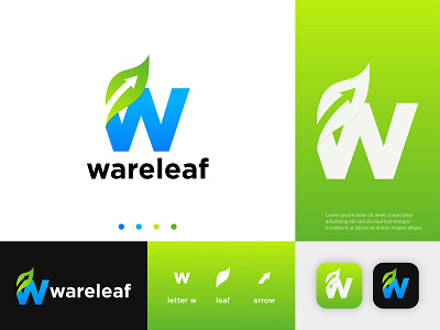 Wareleaf Logo Concept | Combination Mark Logo | Letter W Logo abstract logo arrow branding combination mark logo creative logo ecommerce flat minimal symbol green logo leaf logo logo logodesign marketing agency modern logo organic logo software app icon startup logo technology visual identity w letter logo w logo