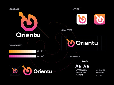 Orientu Logo - Software Technology Logo - Brand Identity abstract logo app icon logo brand guidelines brand identity branding clean flat gradient logo digital tech fintech letter logo design logo logo design logo mark minimalist logo modern logo network software startup logo technology ukraine illustration vector graphic symbol