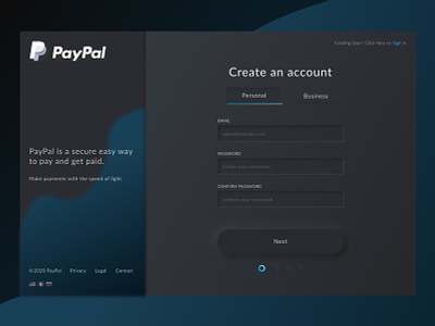 Redesign of PayPal's creating account form design figma form neumorphism paypal ui web