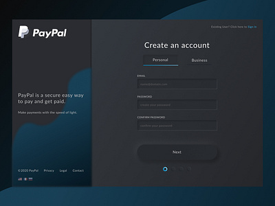 Redesign of PayPal's creating account form