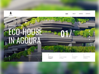 Main screen concept of architectural agency architect architecture concept design figma homepage ui web