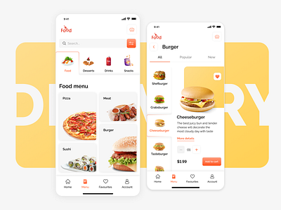 Delivery food mobile app UX UI Design delivery app e commerce e commerce app e commerce design food food app mobile app mobile design mobile ui
