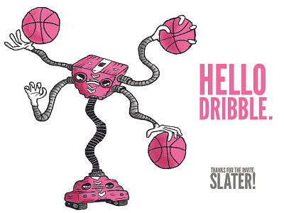 Dribbble Debut Shot basketball drawing illustration robot