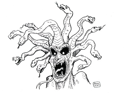 Medusa drawing gorgon halloween illustration medusa monster penink