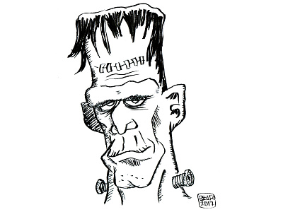 Frankenstein's Monster drawing frank frankenstein halloween illustration monster penink