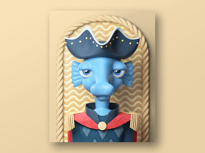 Captain Seahorse 3d 3d art character characterdesign cinema4d design graphicdesign illustration illustrator motion design