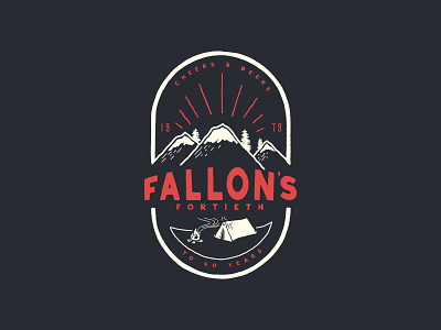 Fallon's 40th apparel design beers campfire camping cheers illustration logo mountains poster tent typography vector