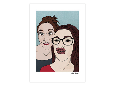 Sisters draw illustration love maauie photoshop portrait selfie sisters