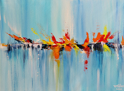 Fire and Ice abstract acrylicpainting fire ice