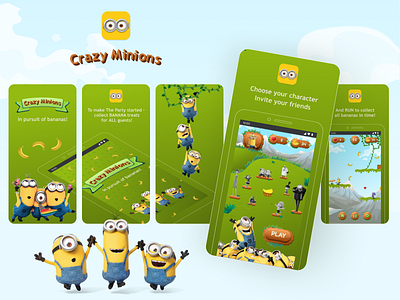 "Crazy Minions" mobile game design concept design game mobilegame ui