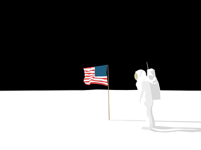 Man on the Moon apollo astronaut flag history illustration moon science space usa