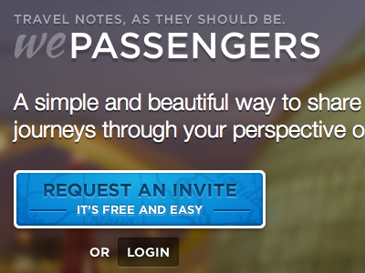 WePassengers, Landing page button landing login notes passengers travel ui web wepassengers