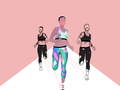 C O R O N A T H L O N corona coronavirus design digital design dribbble facemasks fitness flat flowers girl running gym healthy illustration marathon pink race run running top workout