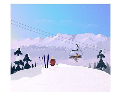 Skier relaxing, drinking coffee adobe art coffee cold designinpiration designinspiration digitalart dribbble graphicdesigner illustration illustration art illustrations mountain ski skier snowboard sun trees winter winter sports