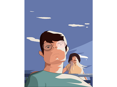A Sunny Day Would Be Nice artist artistic direction bench classical clouds design digital design drawing dribbble flat glasses illustration illustration art illustrator landscape man sunny sunshine top woman
