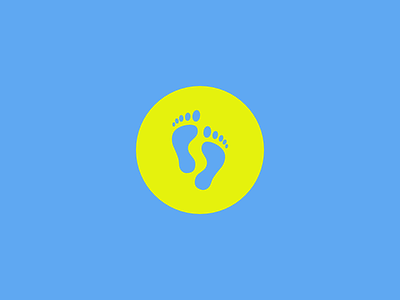 RunAway Running blue circle feet identity logo run running simple sport yellow