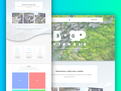 Drop Visuals Website clean flat minimal neat shadows simple ui ux web website white