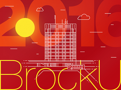 Brock University 2016 bauhaus brock canada helvetica illustration lines minimal red simple student university yellow