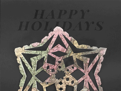Happy Holidays card holiday maps new york paper snowflakes