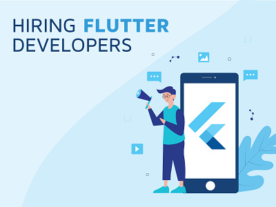 Flutter Designers Hiring poster (mock) design illustration vector
