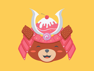 samurai bear app art cute design flat graphic design happy illustration illustrator vector web
