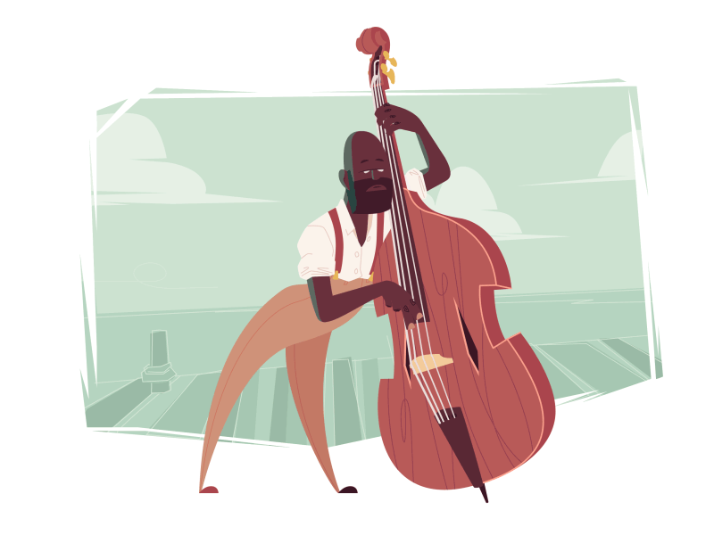 Pick That Bass after effects animation bass cartoon double bass gif illustration illustrator jazz music new orleans player