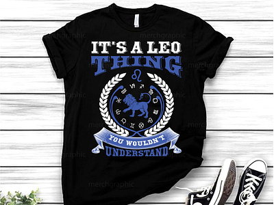 Leo horoscope typography t shirt design
