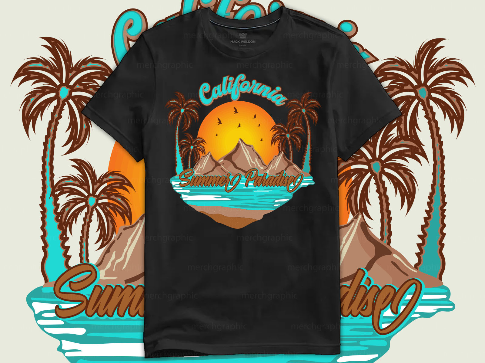 Los Angeles California summer concept T shirt design by